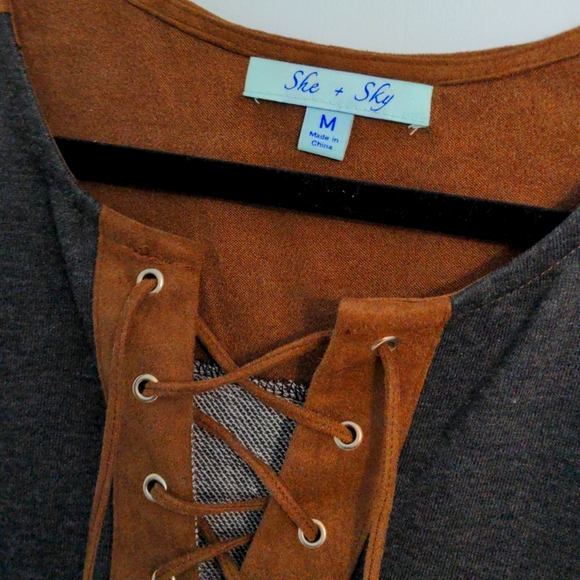 She and Sky Size M Grayish Black Dress with Brown Accents NWOT - Picture 2 of 4